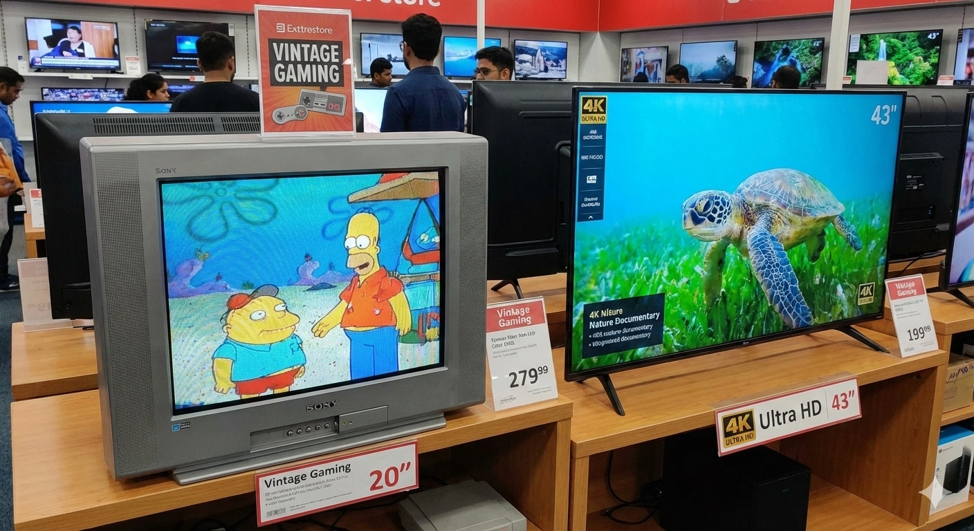 Perbandingan TV CRT tabung lama dan TV LED modern